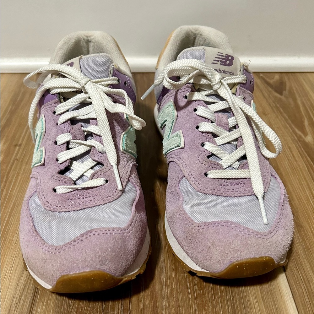 New Balance Purple 574 Sneakers - Picture 2 of 6